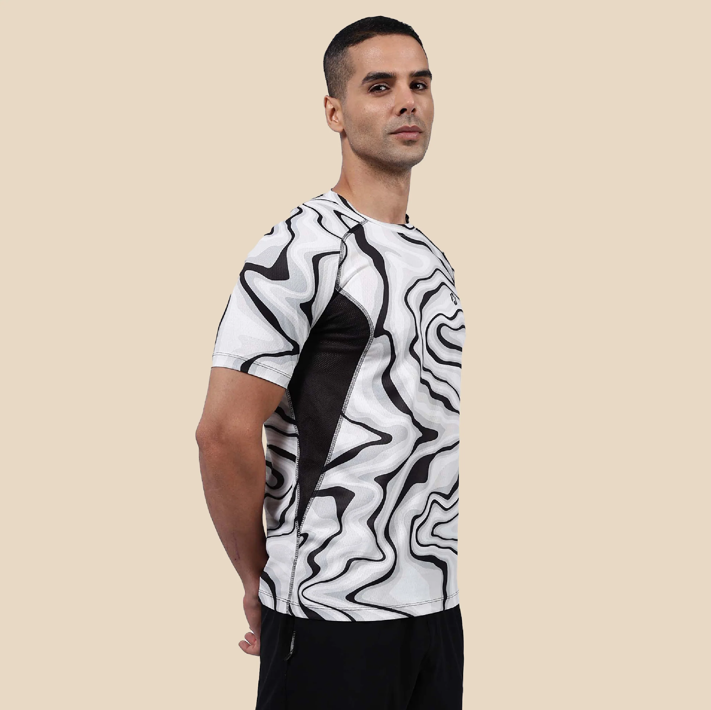 Hyve Active Running T-Shirt – Abstract Marble Print - Image 3