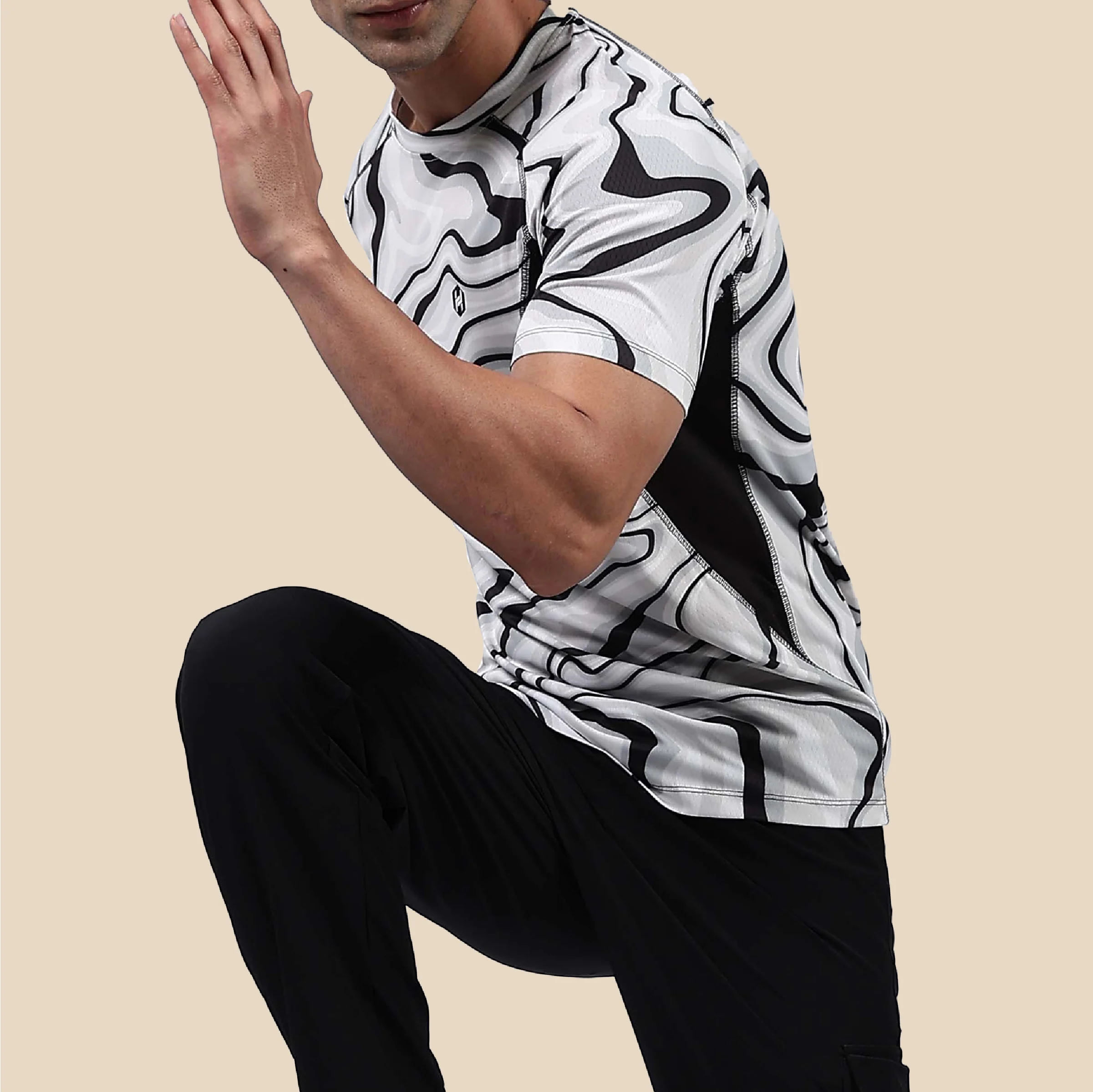 Hyve Active Running T-Shirt – Abstract Marble Print - Image 4