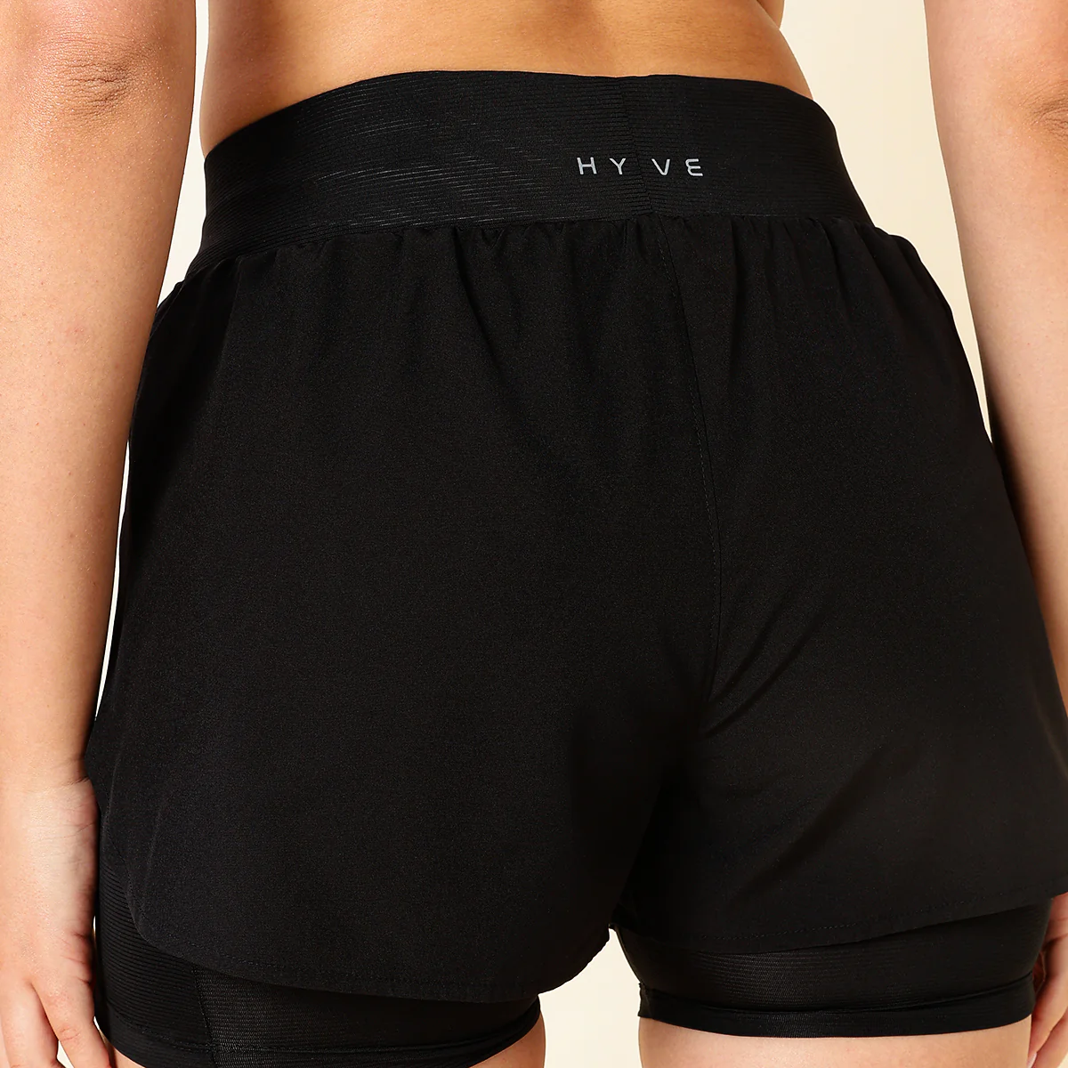 Hyve Active Women’s Double Layer Fitness Shorts – Black - Image 5