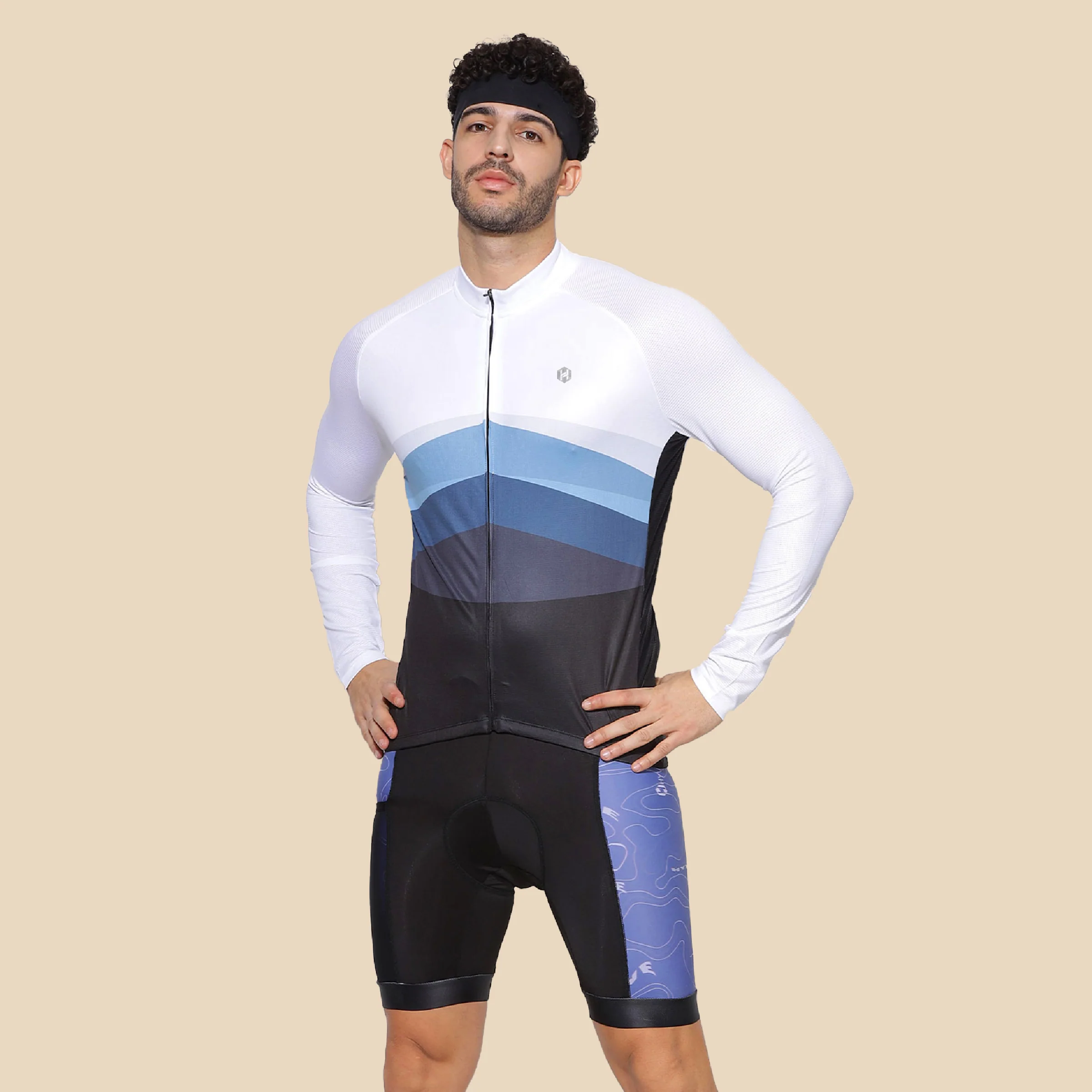Hyve Men’s V1 Premium Cycling Jersey - Black & White - Image 3